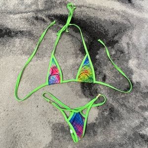 Skinz Lime Green Micro Bikini G string Exotic Dancewear Stripper Size Small